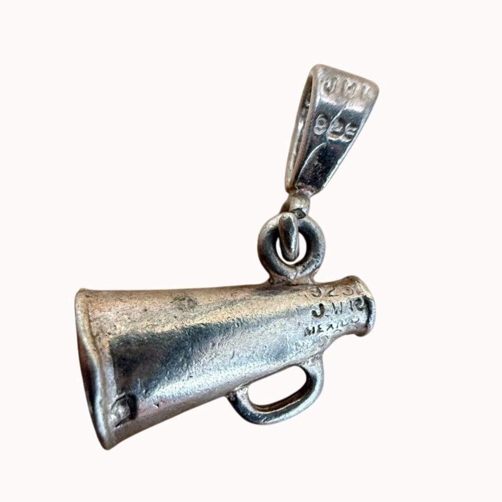 Sterling Silver Cheerleader Megaphone Charm Pendant‎